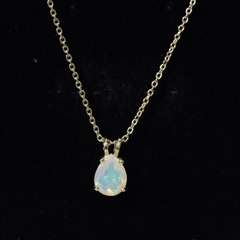 Certified Solitaire Ethiopian Opal Teardrop Necklace with Chain