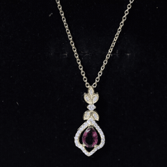 Natural Pink Tourmaline and Diamond Wedding Necklace for Bride