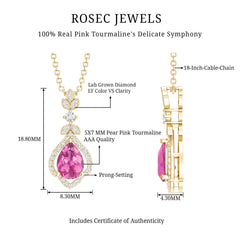 Natural Pink Tourmaline and Diamond Wedding Necklace for Bride