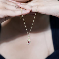 Natural Pink Tourmaline and Diamond Wedding Necklace for Bride