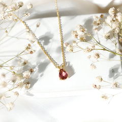 Genuine 1.6 Carat Pink Tourmaline Teardrop Necklace with Chain