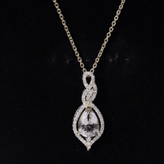 Certified 1.75 Carat Morganite Teardrop Necklace with Diamond