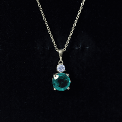 Certified 2.75 Carat Lab Created Emerald Solitaire Necklace with Silver Chain