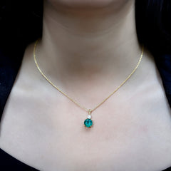Certified 2.75 Carat Lab Created Emerald Solitaire Necklace with Silver Chain