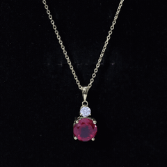 Certified 2.5 Carat Lab Grown Ruby Pendant Necklace with Moissanite