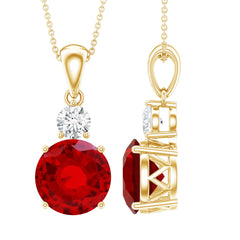 Certified 2.5 Carat Lab Grown Ruby Pendant Necklace with Moissanite
