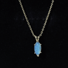 Yellow Gold Plated 1 Carat Marquise Ethiopian Opal Pendant Necklace with Chain