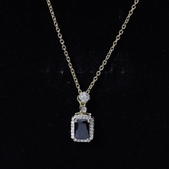 Vintage Style 1.25 Carat Emerald Cut Lab Created Black and White Diamond Necklace
