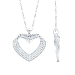Pave Set Lab Grown Diamond Heart Necklace For Women