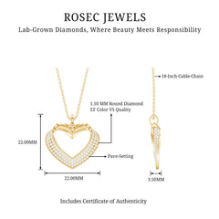 Pave Set Lab Grown Diamond Heart Necklace For Women