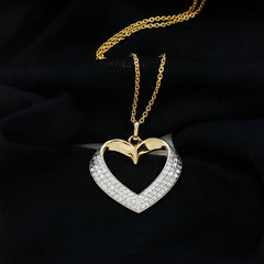 Pave Set Lab Grown Diamond Heart Necklace For Women