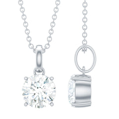 Lab Grown 1 Carat Single Diamond Necklace For Women
