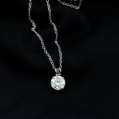 Certified Brilliant Cut Lab Grown 2 Carat Diamond Solitaire Necklace