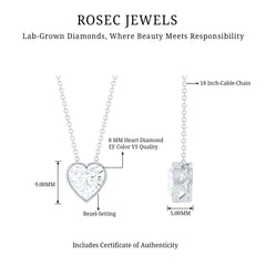 Bezel Set 8mm Lab Grown Diamond Heart Locket Necklace for Women