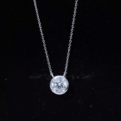 Bezel Set 7mm Lab Grown Diamond Solitaire Stackable Necklace