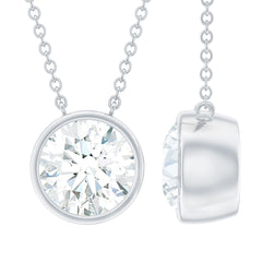 Bezel Set 7mm Lab Grown Diamond Solitaire Stackable Necklace