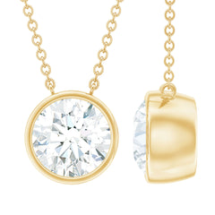 Bezel Set 7mm Lab Grown Diamond Solitaire Stackable Necklace