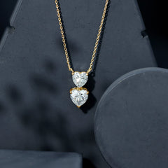 Certified Lab Grown Diamond Double Heart Promise Necklace
