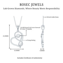 Lab Diamond Infinity Heart Necklace With Certificate