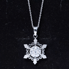 Lab Grown Diamond Christmas Snowflake Pendant Necklace