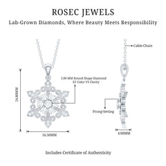 Lab Grown Diamond Christmas Snowflake Pendant Necklace