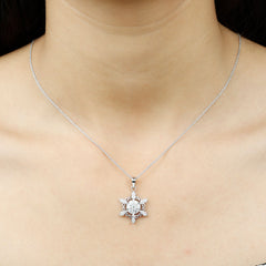 Lab Grown Diamond Christmas Snowflake Pendant Necklace