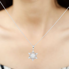 Lab Grown Diamond Christmas Snowflake Pendant Necklace