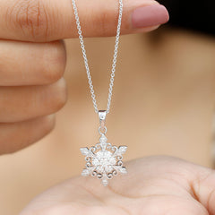 Lab Grown Diamond Christmas Snowflake Pendant Necklace