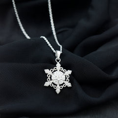 Lab Grown Diamond Christmas Snowflake Pendant Necklace