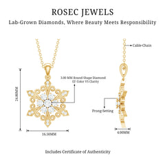 Lab Grown Diamond Christmas Snowflake Pendant Necklace
