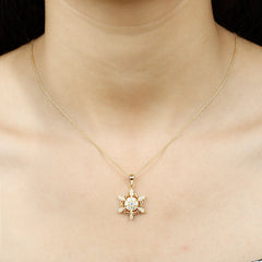 Lab Grown Diamond Christmas Snowflake Pendant Necklace