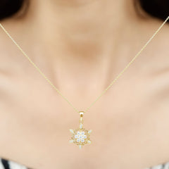 Lab Grown Diamond Christmas Snowflake Pendant Necklace