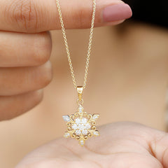 Lab Grown Diamond Christmas Snowflake Pendant Necklace