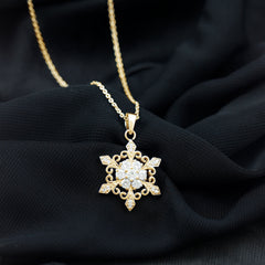 Lab Grown Diamond Christmas Snowflake Pendant Necklace