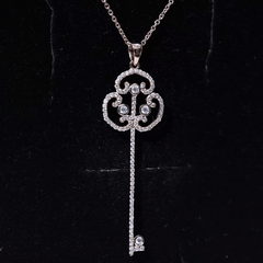 Certified Lab Created Diamond Vintage Style Key Necklace