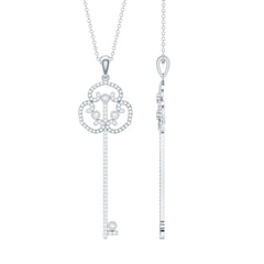 Certified Lab Created Diamond Vintage Style Key Necklace