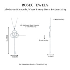 Certified Lab Created Diamond Vintage Style Key Necklace
