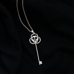 Certified Lab Created Diamond Vintage Style Key Necklace