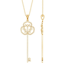 Certified Lab Created Diamond Vintage Style Key Necklace