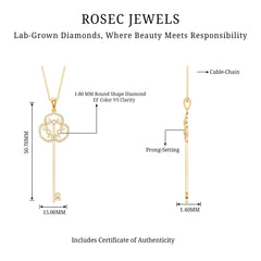 Certified Lab Created Diamond Vintage Style Key Necklace