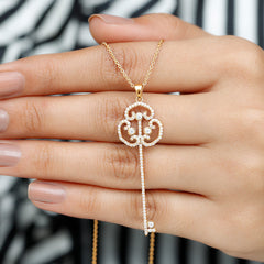 Certified Lab Created Diamond Vintage Style Key Necklace