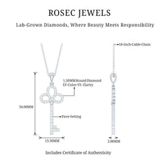 Certified Lab Created Diamond Key To My Heart Necklace