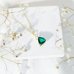 3.5 Carat Trilliant Cut Lab Grown Emerald Diamond Bridal Necklace With Chain