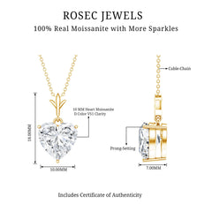 Certified 3.4 Carat Moissanite Heart Necklace for Women