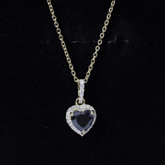 1.8 Carat Lab Created Black and White Diamond Heart Locket with Chain