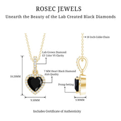 1.8 Carat Lab Created Black and White Diamond Heart Locket with Chain