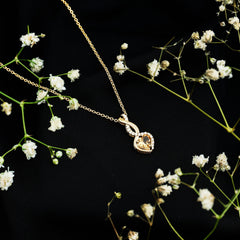 Certified 1 Carat Citrine Diamond Infinity Heart Necklace with Silver Chain