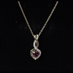 Certified 1 Carat Rhodolite Diamond Heart and Infinity Necklace