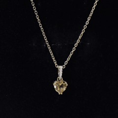 Natural 0.9 Carat Citrine Diamond Heart Locket with Silver Chain
