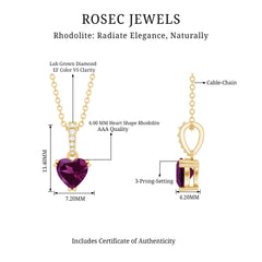 Rhodolite Garnet Heart Necklace with Diamond Accent Bail